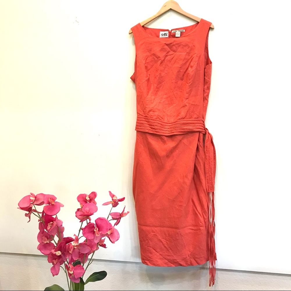 ⭐️Vintage Nikki Valentine Coral Irish Linen Maxi Dress (20)⭐️
